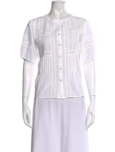Pre-owned Xirena Short Sleeve Blouse In White