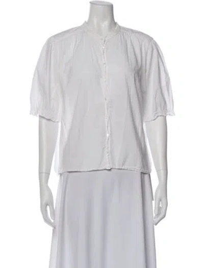 Pre-owned Xirena Short Sleeve Blouse In White