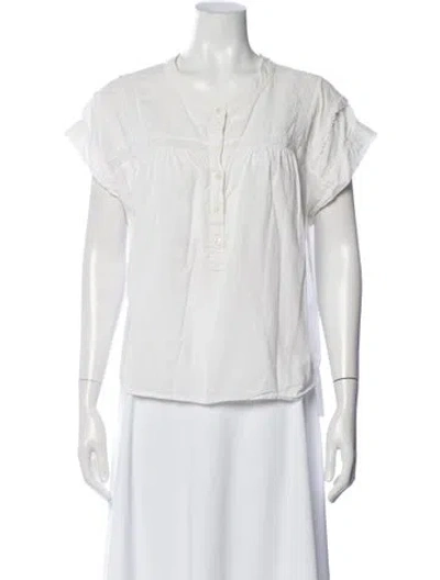 Pre-owned Xirena Short Sleeve Blouse In White