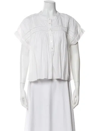 Pre-owned Xirena Short Sleeve Blouse In White