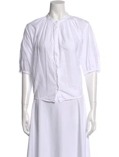Pre-owned Xirena Short Sleeve Blouse In White