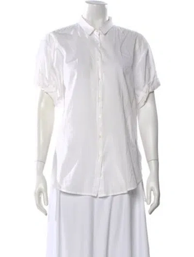 Pre-owned Xirena Short Sleeve Blouse In White