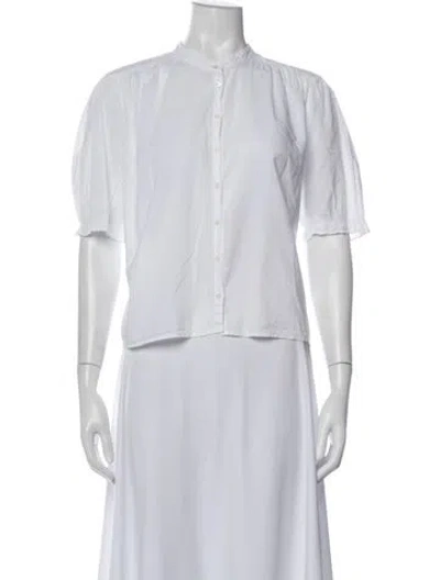 Pre-owned Xirena Short Sleeve Blouse In White