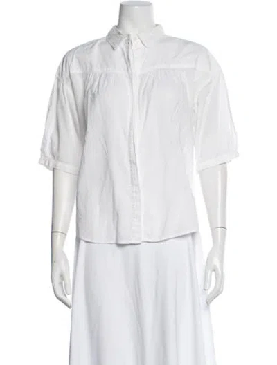 Pre-owned Xirena Short Sleeve Blouse In White