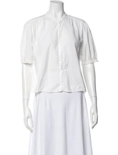 Pre-owned Xirena Short Sleeve Blouse In White