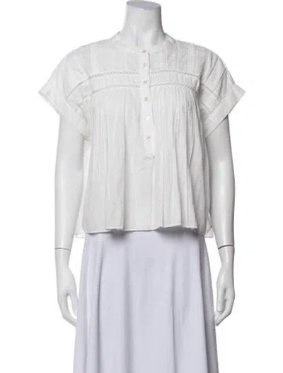 Pre-owned Xirena Short Sleeve Blouse In White