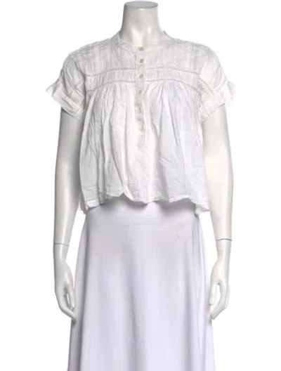 Pre-owned Xirena Short Sleeve Blouse In White