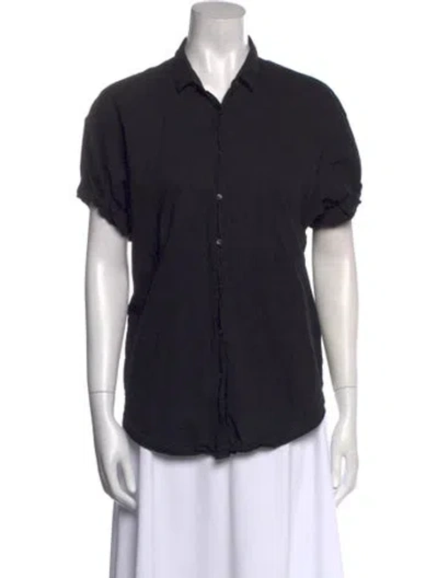 Pre-owned Xirena Short Sleeve Button-up Top In Black