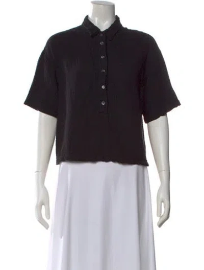 Pre-owned Xirena Short Sleeve Button-up Top In Black