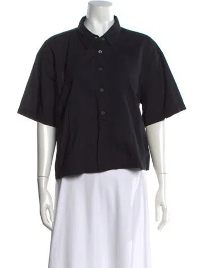 Pre-owned Xirena Short Sleeve Button-up Top In Black