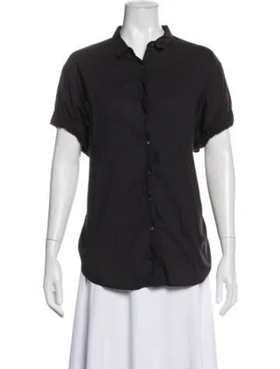 Pre-owned Xirena Short Sleeve Button-up Top In Black