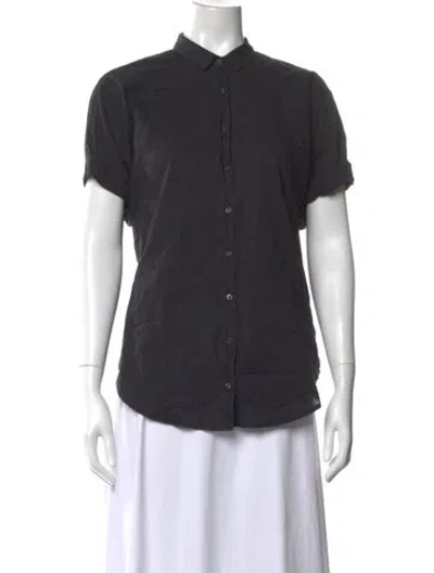 Pre-owned Xirena Short Sleeve Button-up Top In Black