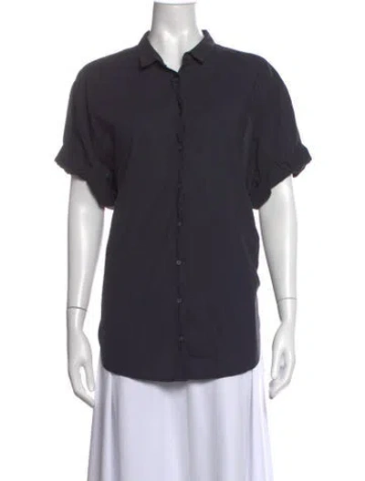 Pre-owned Xirena Short Sleeve Button-up Top In Black