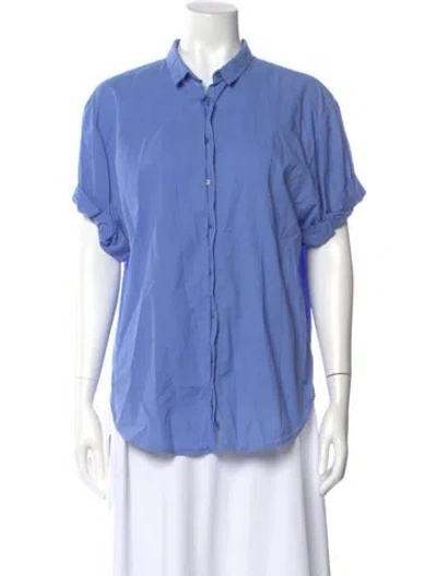 Pre-owned Xirena Short Sleeve Button-up Top In Blue