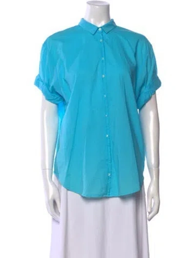 Pre-owned Xirena Short Sleeve Button-up Top In Blue