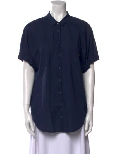 Pre-owned Xirena Short Sleeve Button-up Top In Blue