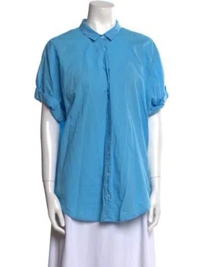 Pre-owned Xirena Short Sleeve Button-up Top In Blue