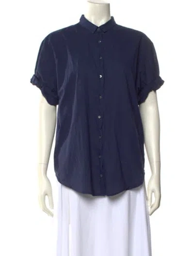 Pre-owned Xirena Short Sleeve Button-up Top In Blue