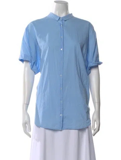 Pre-owned Xirena Short Sleeve Button-up Top In Blue