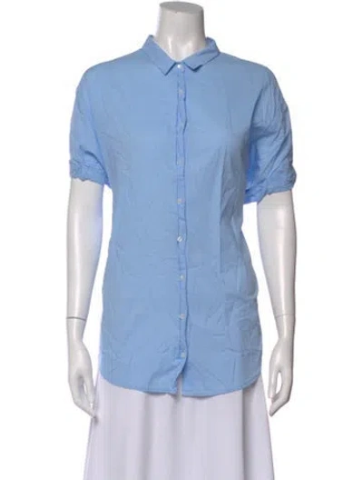 Pre-owned Xirena Short Sleeve Button-up Top In Blue