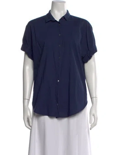 Pre-owned Xirena Short Sleeve Button-up Top In Blue