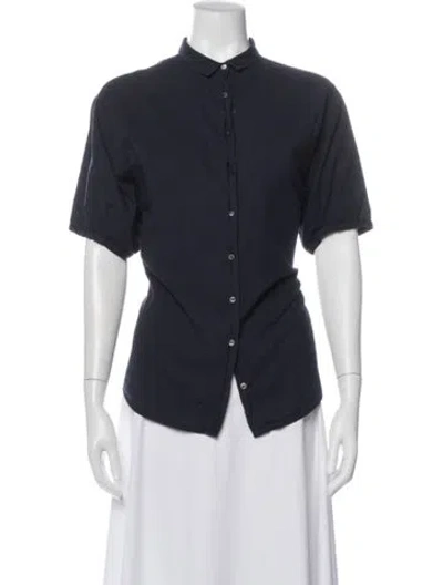 Pre-owned Xirena Short Sleeve Button-up Top In Blue
