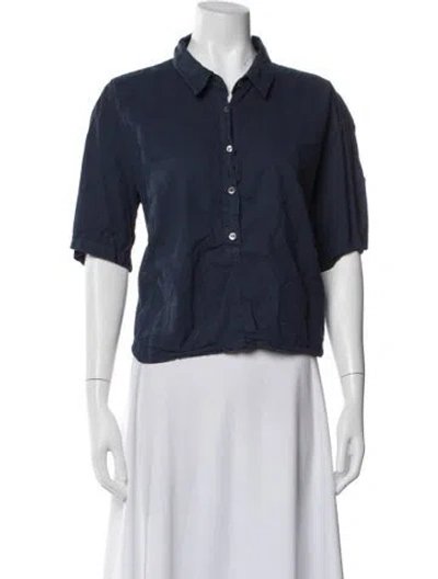 Pre-owned Xirena Short Sleeve Button-up Top In Blue