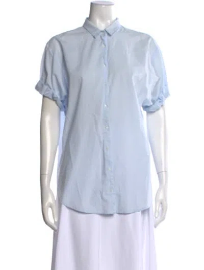 Pre-owned Xirena Short Sleeve Button-up Top In Blue