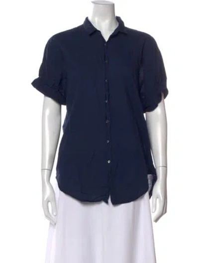 Pre-owned Xirena Short Sleeve Button-up Top In Blue