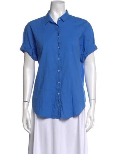 Pre-owned Xirena Short Sleeve Button-up Top In Blue