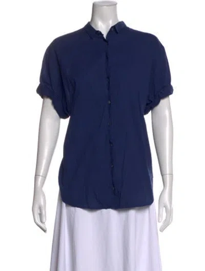 Pre-owned Xirena Short Sleeve Button-up Top In Blue
