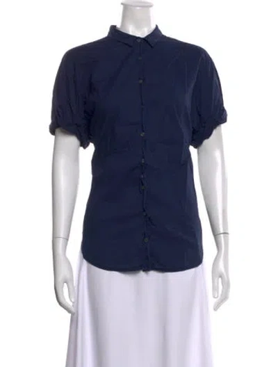 Pre-owned Xirena Short Sleeve Button-up Top In Blue