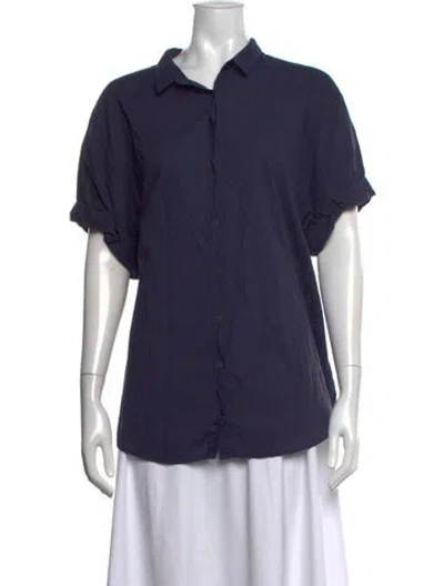 Pre-owned Xirena Short Sleeve Button-up Top In Blue