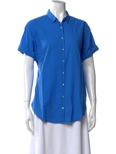 Pre-owned Xirena Short Sleeve Button-up Top In Blue