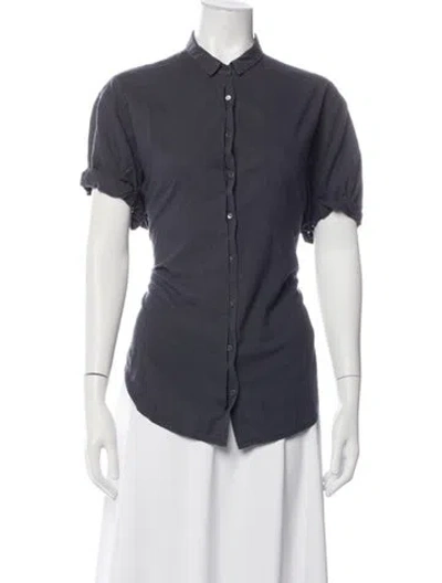 Pre-owned Xirena Short Sleeve Button-up Top In Blue