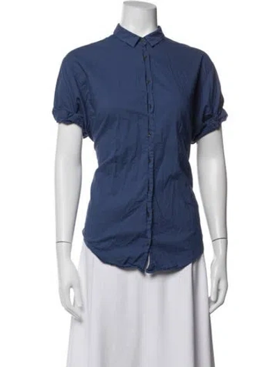 Pre-owned Xirena Short Sleeve Button-up Top In Blue