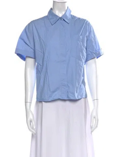 Pre-owned Xirena Short Sleeve Button-up Top In Blue