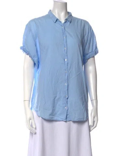 Pre-owned Xirena Short Sleeve Button-up Top In Blue