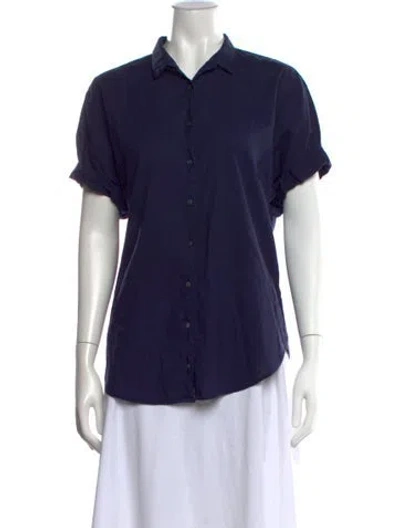 Pre-owned Xirena Short Sleeve Button-up Top In Blue