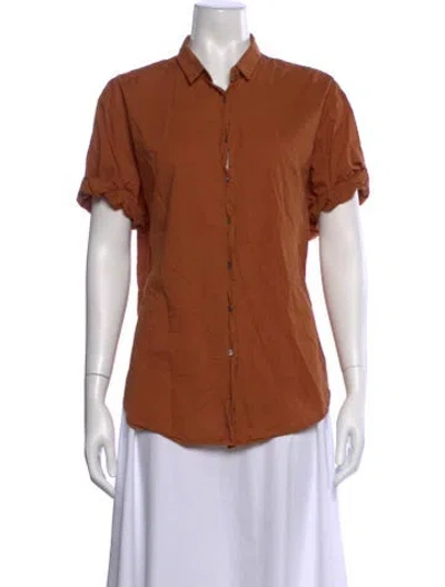 Pre-owned Xirena Short Sleeve Button-up Top In Brown
