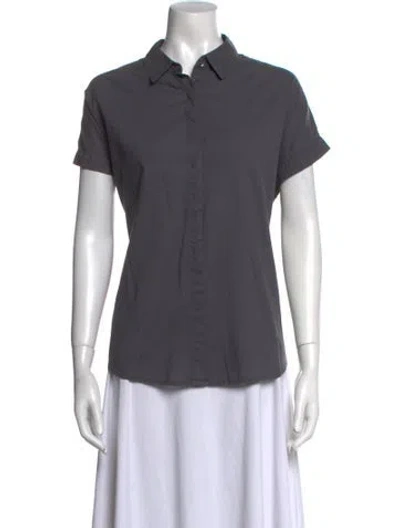 Pre-owned Xirena Short Sleeve Button-up Top In Gray