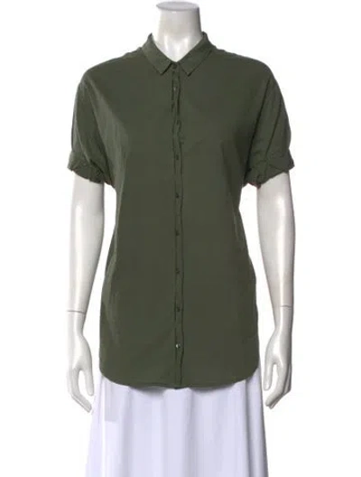 Pre-owned Xirena Short Sleeve Button-up Top In Green