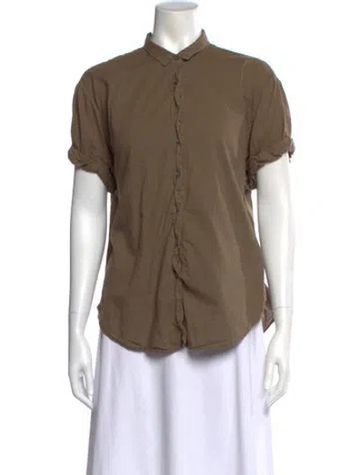 Pre-owned Xirena Short Sleeve Button-up Top In Green