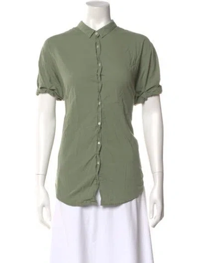 Pre-owned Xirena Short Sleeve Button-up Top In Green