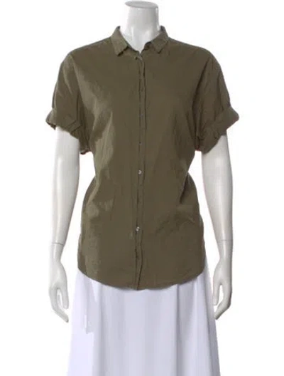 Pre-owned Xirena Short Sleeve Button-up Top In Green