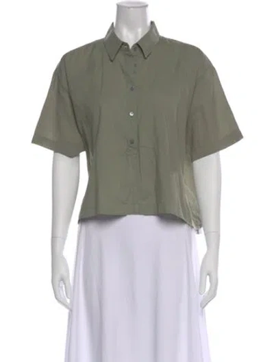 Pre-owned Xirena Short Sleeve Button-up Top In Green