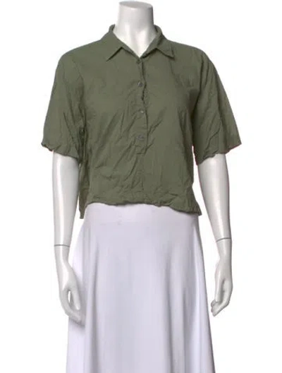 Pre-owned Xirena Short Sleeve Button-up Top In Green