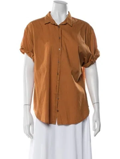 Pre-owned Xirena Short Sleeve Button-up Top In Orange