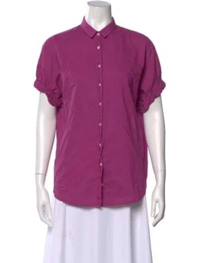 Pre-owned Xirena Short Sleeve Button-up Top In Purple