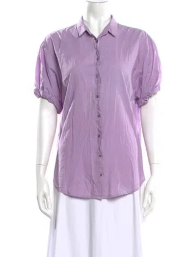 Pre-owned Xirena Short Sleeve Button-up Top In Purple